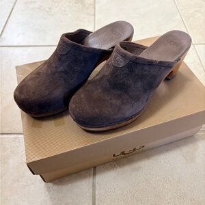 UGG Women's Dark Brown Suede Cloggs